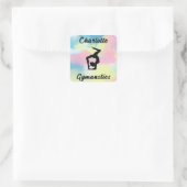 Gymnastiek Pastel Roze Blauw Geel Gepersonaliseerd Vierkante Sticker (Tas)