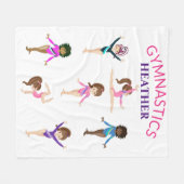 Gymnastiek personaliseerde 7 gymnast kinder deken. fleece deken (Voorkant (Horizontaal))
