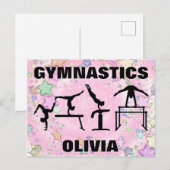 Gymnastiek Pink Sparkle Swirls and Stars Briefkaart (Voorkant / Achterkant)