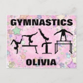 Gymnastiek Pink Sparkle Swirls and Stars Briefkaart (Voorkant)