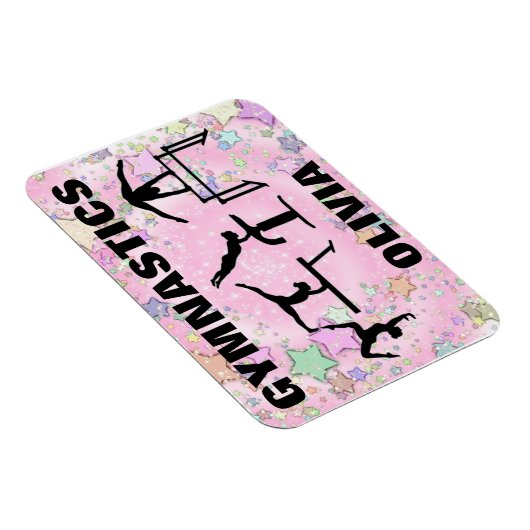Gymnastiek Pink Sparkle Swirls and Stars Magneet (Rechterzijde)