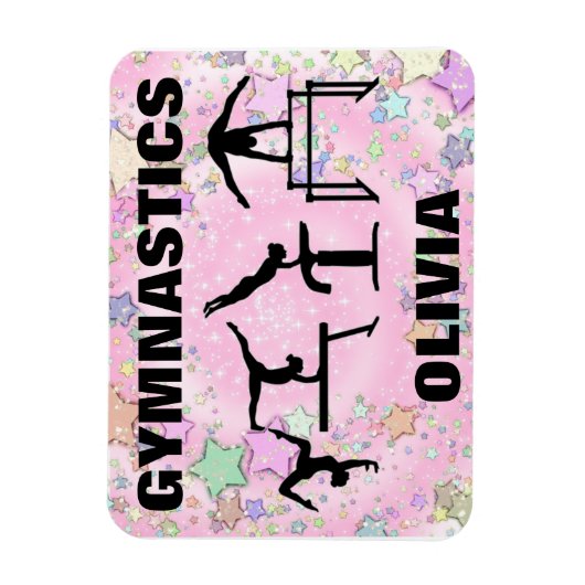 Gymnastiek Pink Sparkle Swirls and Stars Magneet (Verticaal)