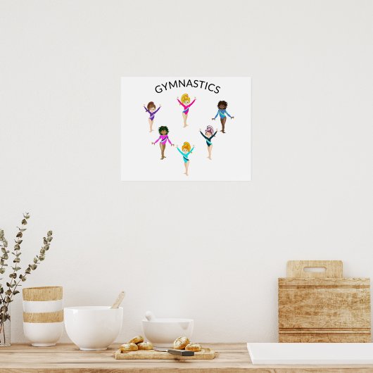 Gymnastiek poster met 6 gymnast (Keuken)