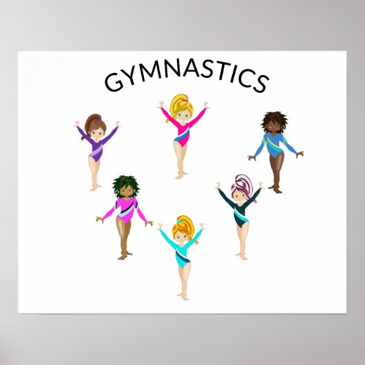 Gymnastiek poster met 6 gymnast (Voorkant)