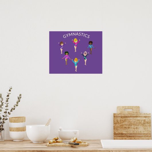 Gymnastiek poster met 6 gymnast (Keuken)