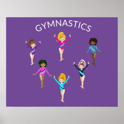Gymnastiek poster met 6 gymnast (Voorkant)
