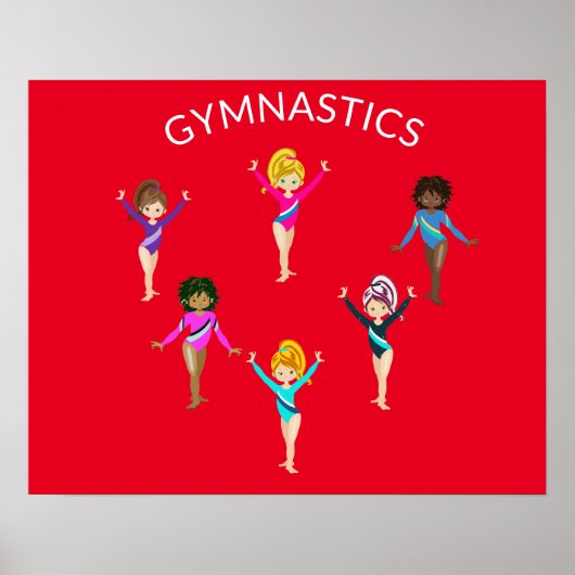 Gymnastiek poster met 6 gymnast (Voorkant)