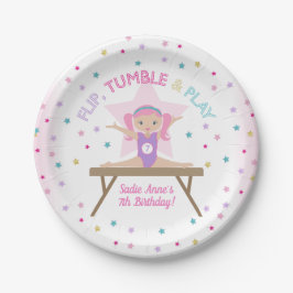 Gymnastiek Pump Pink Hair Birthday Party Papieren Bordje