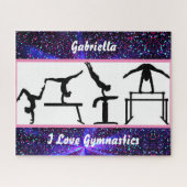 Gymnastiek Puzzle - I Love Gymnastics w/ Name Legpuzzel (Horizontaal)