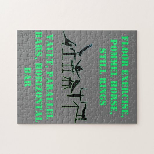 Gymnastiek Puzzle voor jongens in grijs / groen Legpuzzel (Horizontaal)