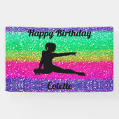 Gymnastiek Rainbow Sparkle Verjaardagsbanner Spandoek (Horizontaal)