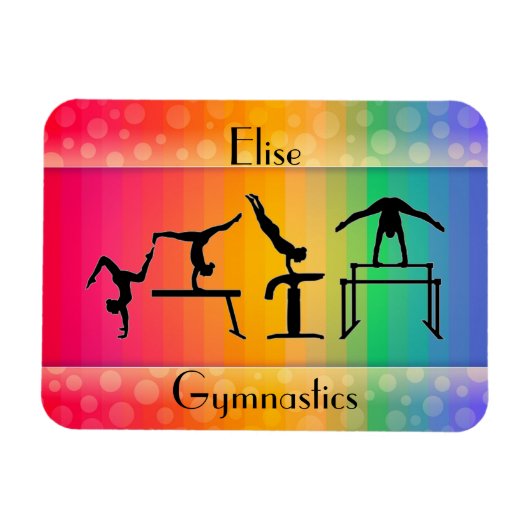 Gymnastiek Rainbow w/ Girls Gymnastics Events Magneet (Horizontaal)