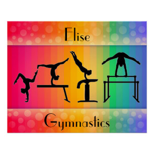 Gymnastiek Rainbow w/ Girls Gymnastics Events Perfect Poster