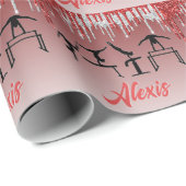 Gymnastiek Red en Silver Glitter Drip Ombre Cadeaupapier (Rol Hoek)