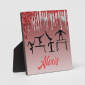 Gymnastiek Red en Silver Glitter Drip Ombre Fotoplaat (Voorkant)
