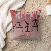 Gymnastiek Red en Silver Glitter Drip Ombre Kussen (Deken)