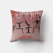 Gymnastiek Red en Silver Glitter Drip Ombre Kussen (Achterkant)