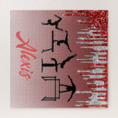 Gymnastiek Red en Silver Glitter Drip Ombre Legpuzzel (Horizontaal)