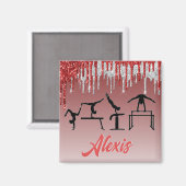 Gymnastiek Red en Silver Glitter Drip Ombre Magneet (Voorkant / Achterkant)