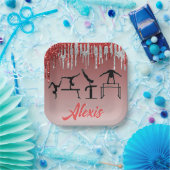 Gymnastiek Red en Silver Glitter Drip Ombre Papieren Bordje (Feest)