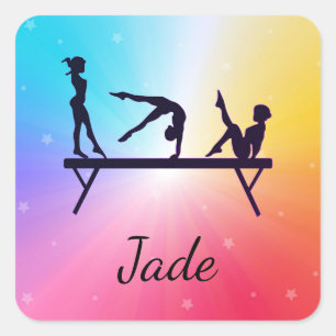 Gymnastiek Regenboog Sterren Vierkante Stickers