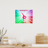 Gymnastiek Regenboogbarst met Girl Handstand Pose Poster (Keuken)