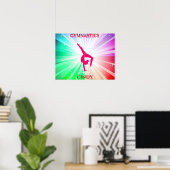 Gymnastiek Regenboogbarst met Girl Handstand Pose Poster (Thuiskantoor)