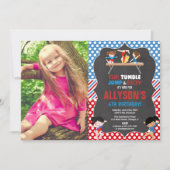 Gymnastiek rode witte blauwe olympische verjaardag kaart (Voorkant)