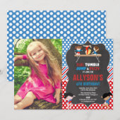 Gymnastiek rode witte blauwe olympische verjaardag kaart (Voorkant / Achterkant)