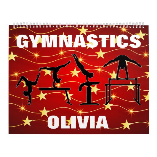 Gymnastiek Rood/Gold Stars Agenda Kalender (Hoes)