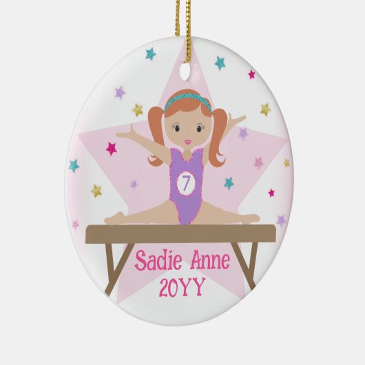 Gymnastiek Rood Haar Roodharige Gymnast Custom Gif Keramisch Ornament (Rechts)