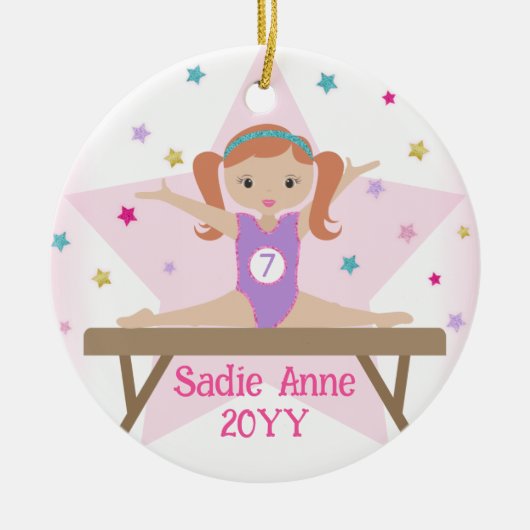 Gymnastiek Rood Haar Roodharige Gymnast Custom Gif Keramisch Ornament (Voorkant)