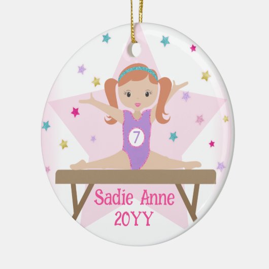 Gymnastiek Rood Haar Roodharige Gymnast Custom Gif Keramisch Ornament (Links)