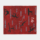 Gymnastiek Rood Sparkle Typografie Fleece Deken (Voorkant (Horizontaal))