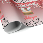 Gymnastiek Rood & Zilver Glitter Drip Aangepaste f Cadeaupapier (Rol Hoek)