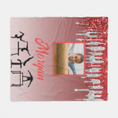 Gymnastiek Rood & Zilver Glitter Drip Aangepaste f Fleece Deken (Voorkant (Horizontaal))