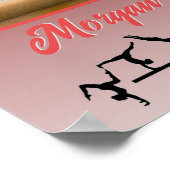 Gymnastiek Rood & Zilver Glitter Drip Aangepaste f Poster (Hoek)