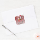 Gymnastiek Rood & Zilver Glitter Drip Aangepaste f Vierkante Sticker (Envelop)