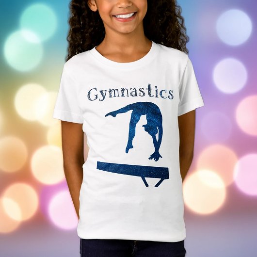 Gymnastiek Royal Blue Balance Beam Vine Font T-shirt