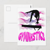 Gymnastiek Roze en Paarse Balansstraal Briefkaart (Voorkant / Achterkant)