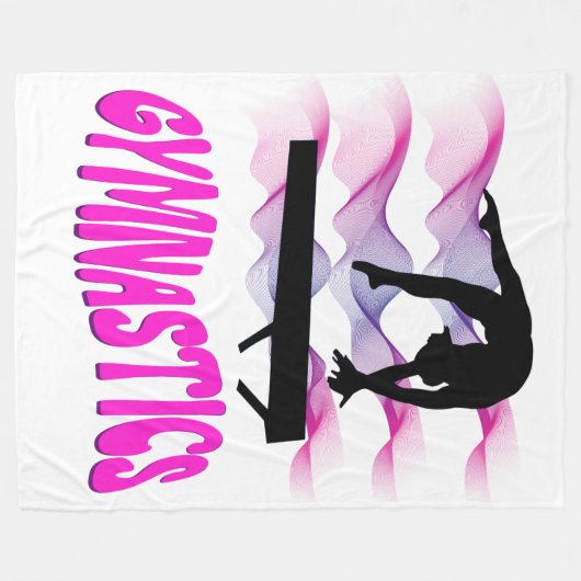 Gymnastiek Roze en Paarse Balansstraal Fleece Deken (Voorkant (Horizontaal))