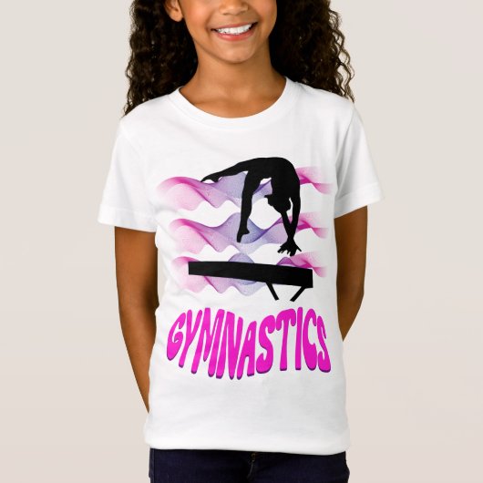 Gymnastiek Roze en Paarse Balansstraal T-shirt (Voorkant)