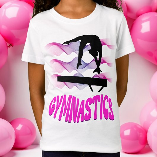 Gymnastiek Roze en Paarse Balansstraal T-shirt