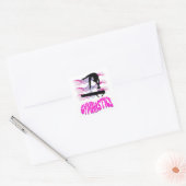 Gymnastiek Roze en Paarse Balansstraal Vierkante Sticker (Envelop)
