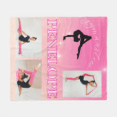 Gymnastiek Roze Gradient 3 Foto gepersonaliseerd Fleece Deken (Voorkant (Horizontaal))