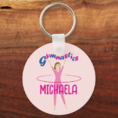 Gymnastiek Roze hoelahoepel meisje Custom name Sleutelhanger (Achterkant)