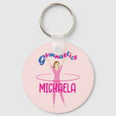 Gymnastiek Roze hoelahoepel meisje Custom name Sleutelhanger (Achterkant)