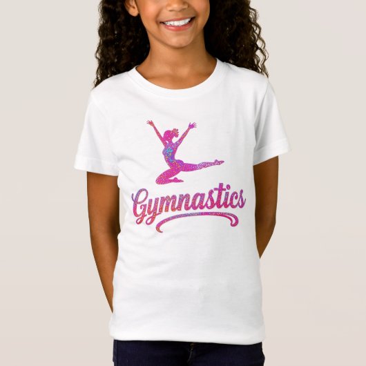 Gymnastiek Roze Holografisch Gymnast Silhouet T-shirt (Voorkant)