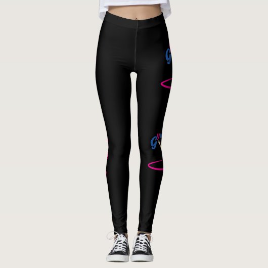 Gymnastiek Roze hula hooping meisje Uw aangepaste  Leggings (Voorkant)