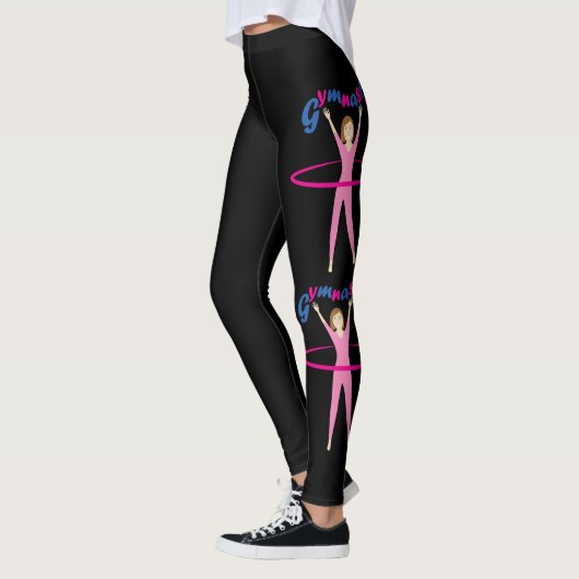 Gymnastiek Roze hula hooping meisje Uw aangepaste  Leggings (Links)